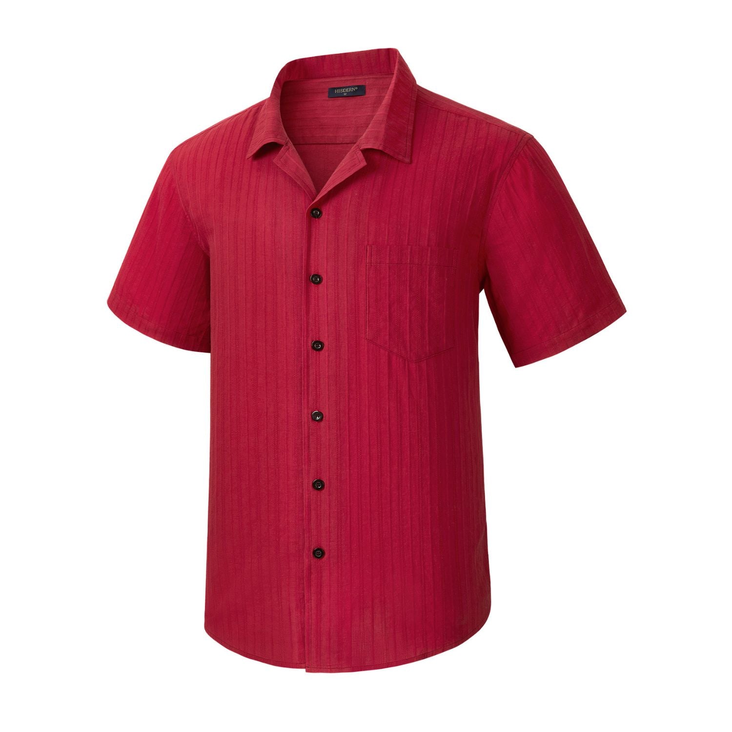 fitted lace wedding dress Hisdern Casual Short Sleeve Red Cuban Collar Shirts for Men Summer