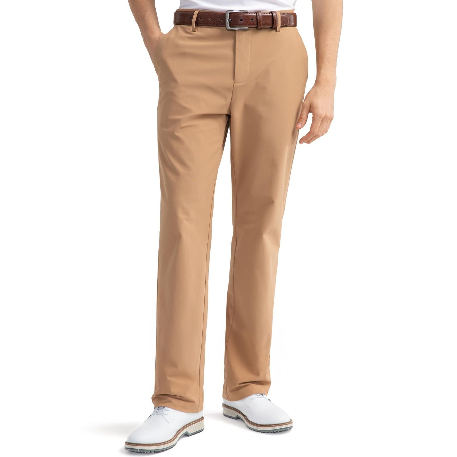 Hisdern Flex 501 Men's Golf Pants Dark Khaki Classic Fit Stretch for Golf Business