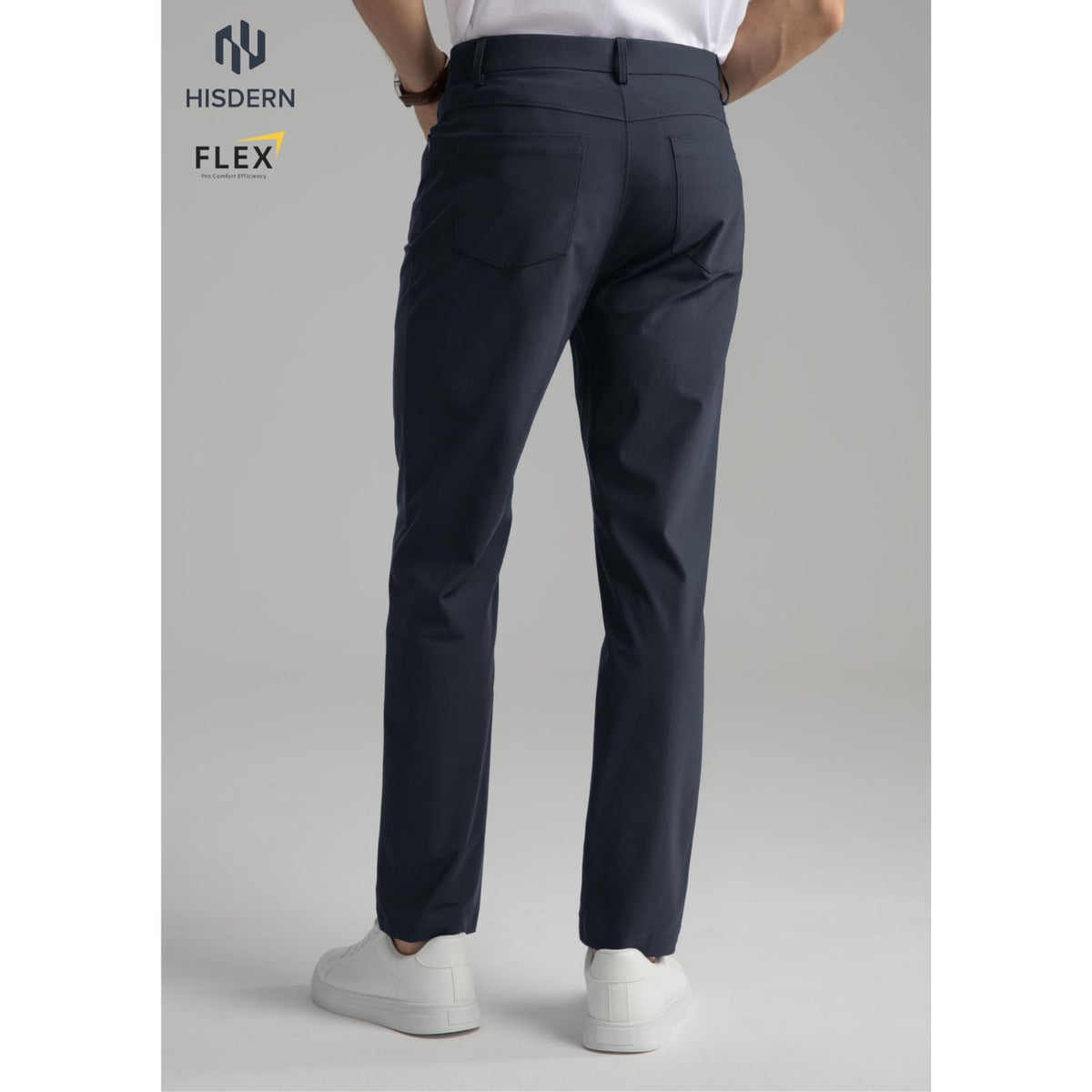 Hisdern Flex 503 Men's Golf Pants Slim Fit Dusty Blue Stretch for Business Casual