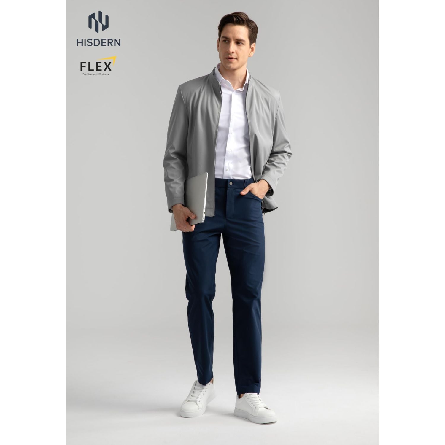 Hisdern Flex 503 Men's Golf Pants Slim Fit Navy Blue Stretch for Business Casual