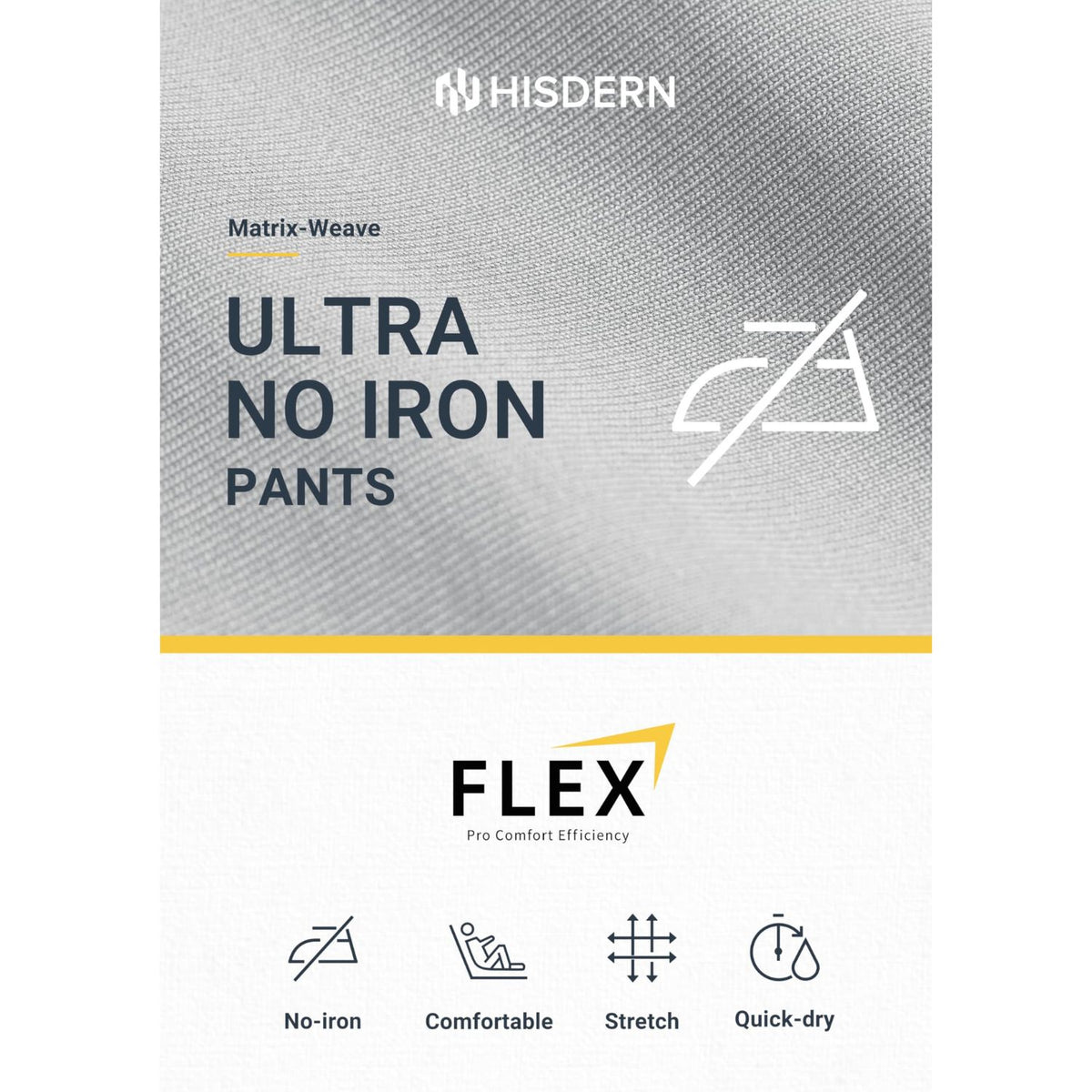 Hisdern Flex 503 Men's Golf Pants Slim Fit Sliver Gray Stretch for Business Casual