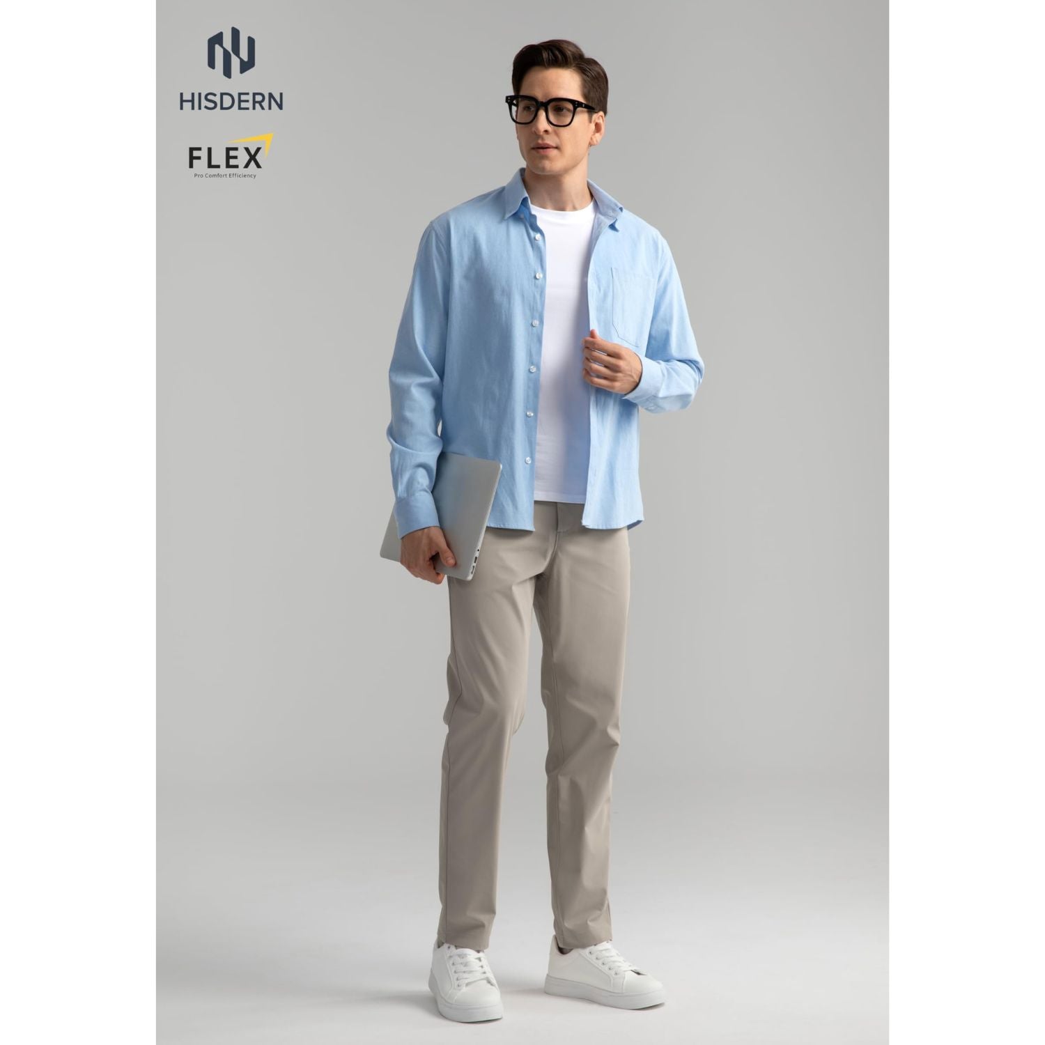 Hisdern Flex 503 Men's Golf Pants Slim Fit Warm Gray Stretch for Business Casual