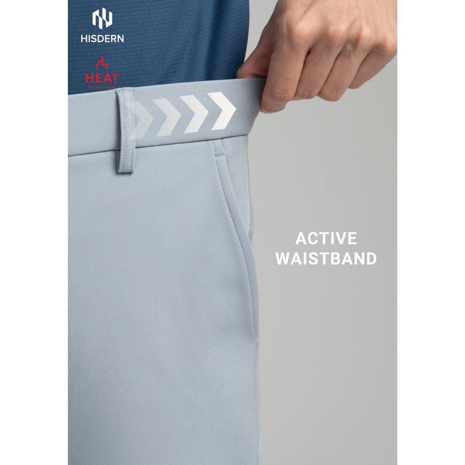 Hisdern 701 Heat Men's Golf Pants Stretch Light Gray Comfy Work Dress