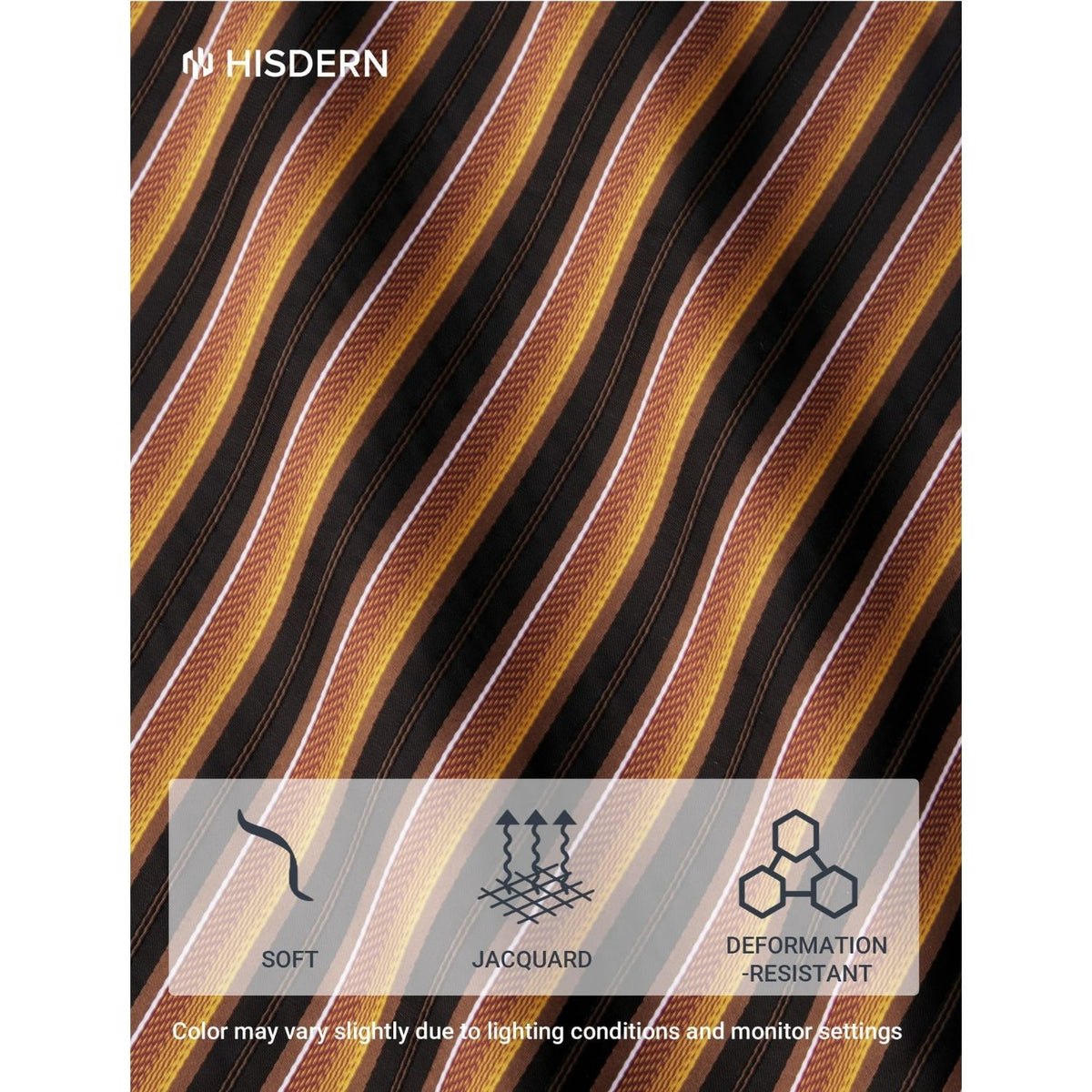 Hisdern Men's Striped 4-Piece Tie Set in Brown Burnt Orange for Weddings & Formal Wear