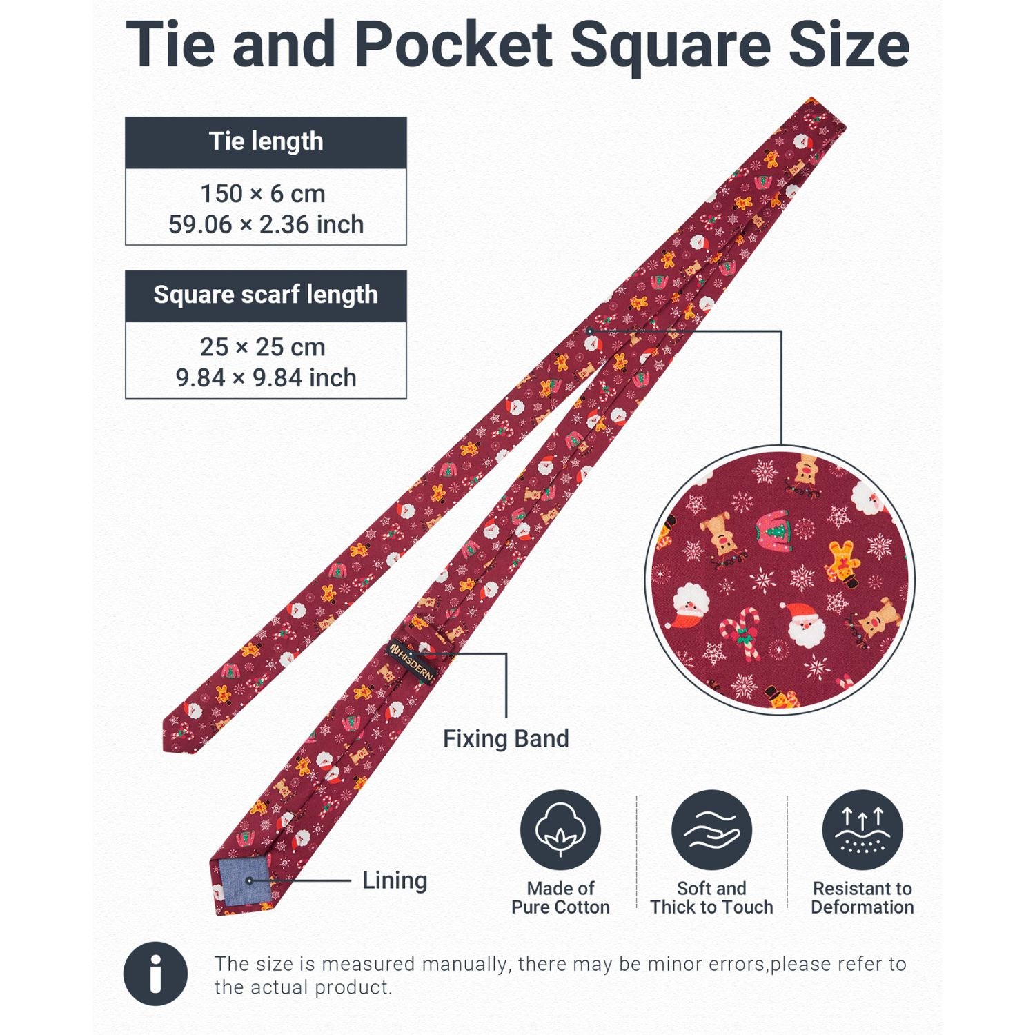 Hisdern Christmas Tie Set Red Candy Holiday Party Accessories