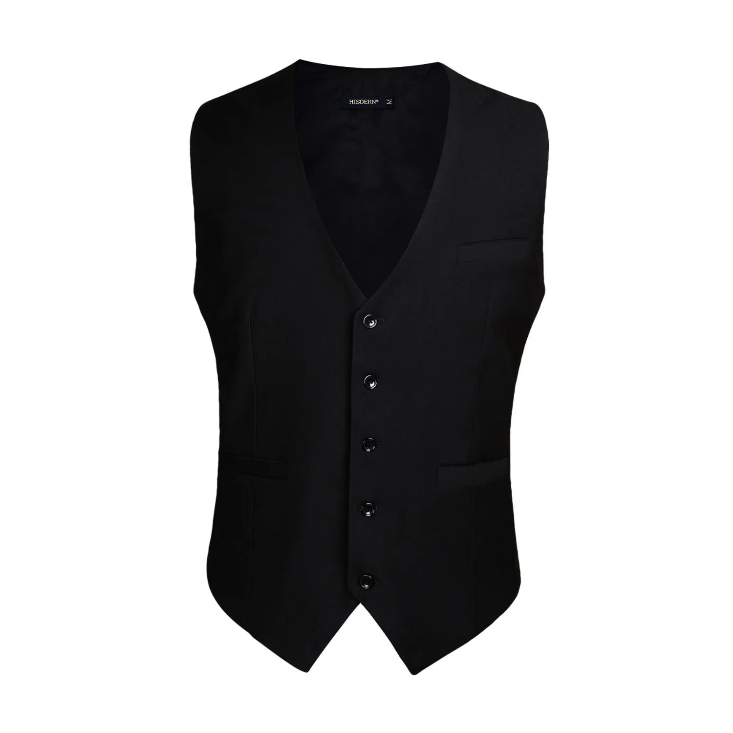 Hisdern Black Satin Vest and Floral Accessory Set
