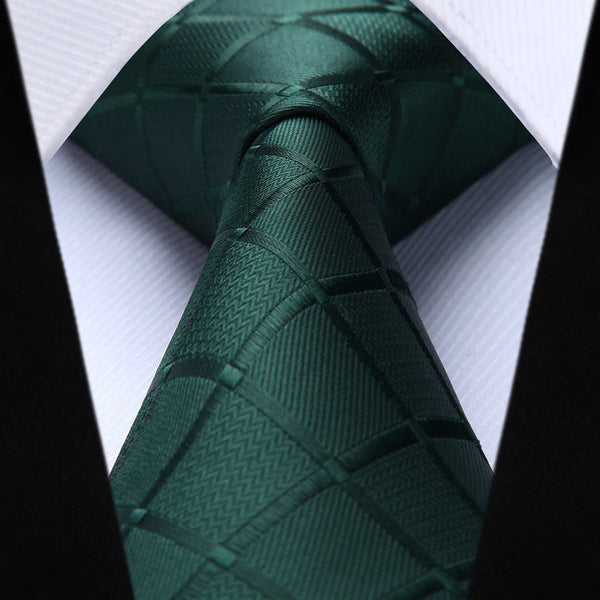 Plaid Tie Handkerchief Set - A-GREEN