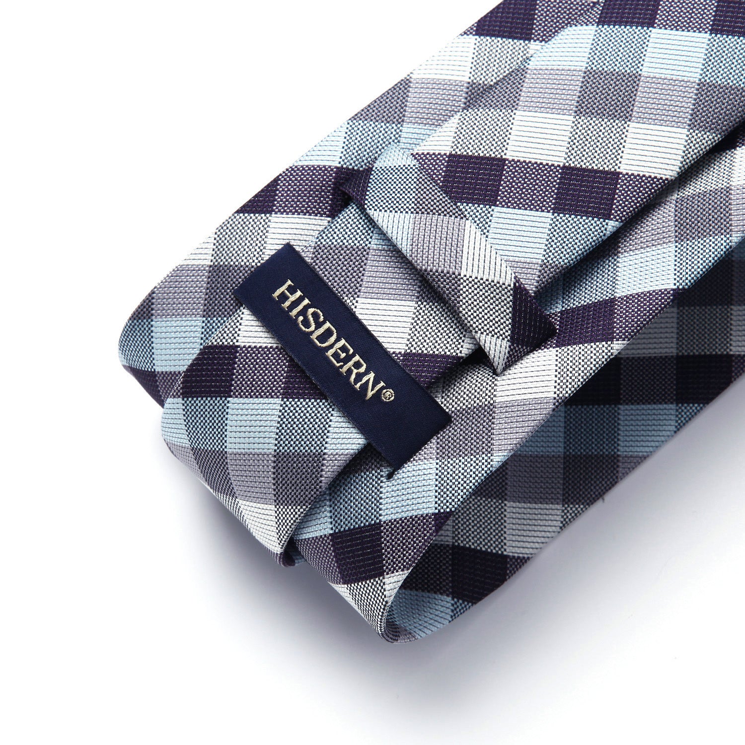 Plaid Tie Handkerchief Set - B-BLUE & GRAY/WHITE CHECK