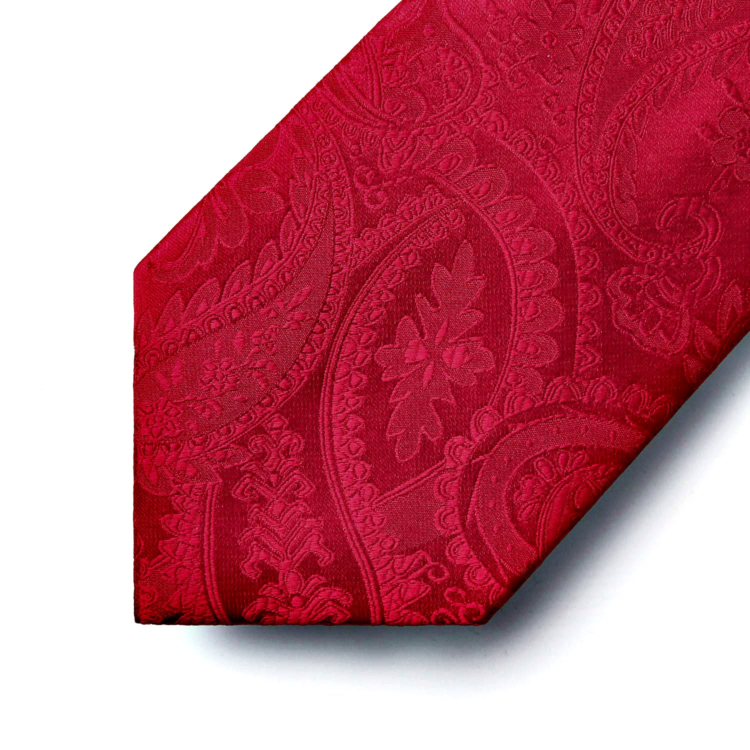 Paisley Tie Handkerchief Set - F4-CRIMSON RED