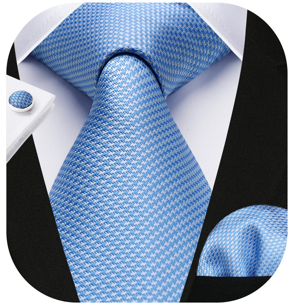 Houndstooth Tie Handkerchief Cufflinks - B-BLUE 