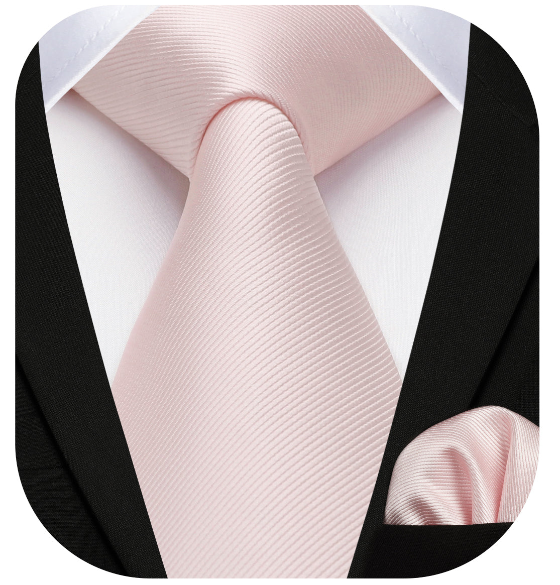 Solid 3.35 inch Tie Handkerchief Set - E-PINK BLUSH