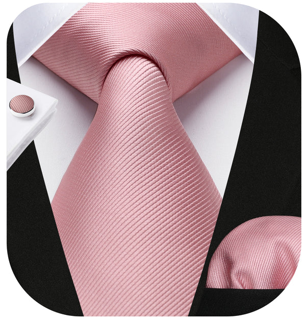 Solid Tie Handkerchief Cufflinks - PINK 