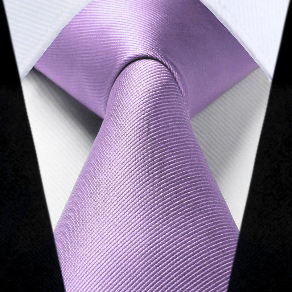 Hisdern Purple lavender Blush Solid Men's Tie Set for Formal & Wedding