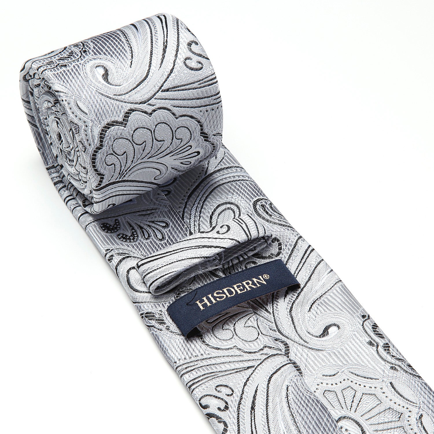 Paisley Tie Handkerchief Set - SLIVER/BLACK