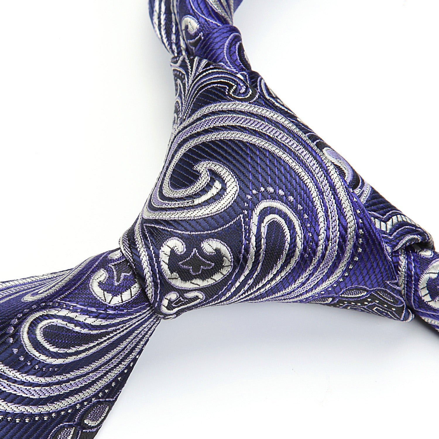 Paisley Tie Handkerchief Set - DARK BLUE/SILVER