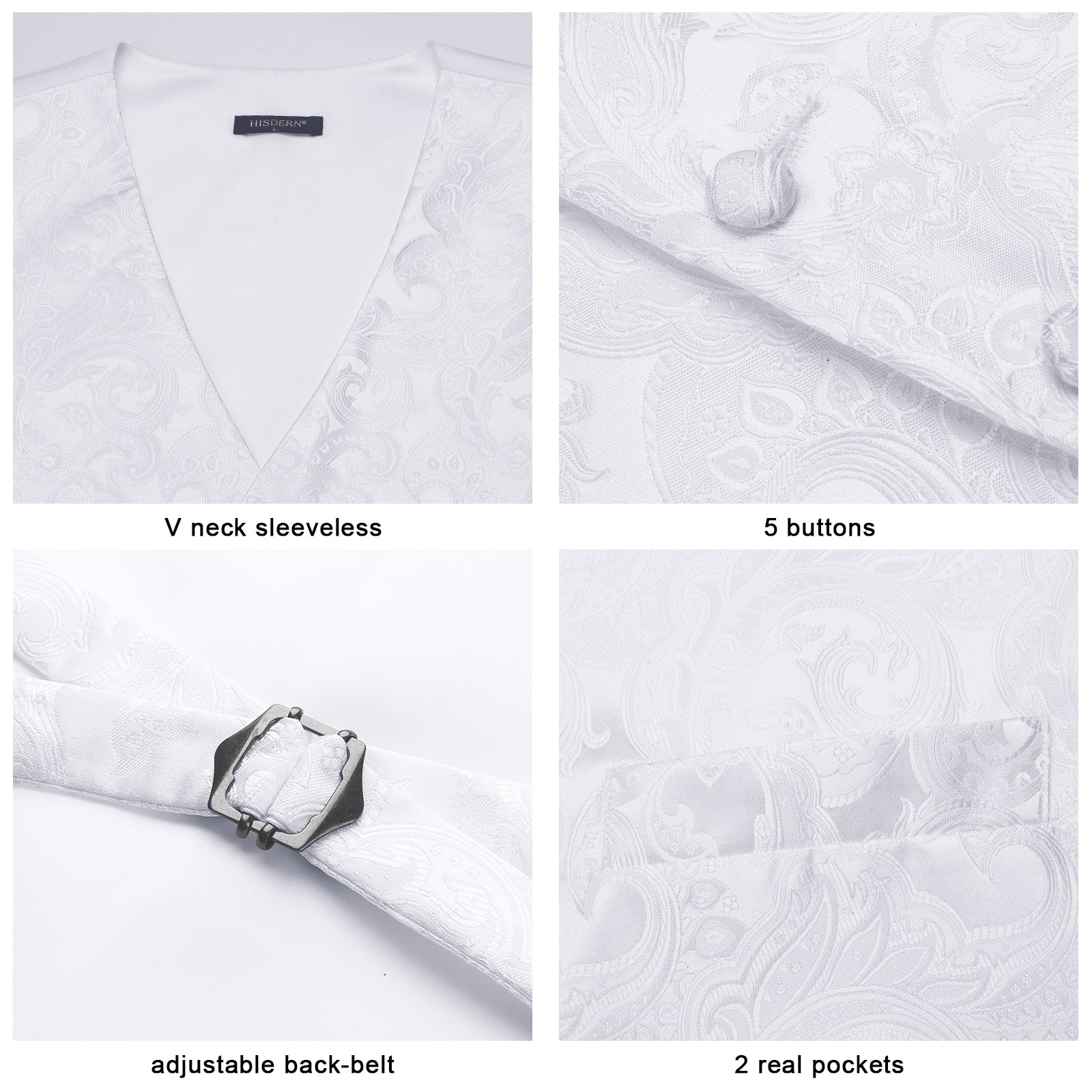 Paisley Floral 3pc Suit Vest Set - D-WHITE PAISLEY