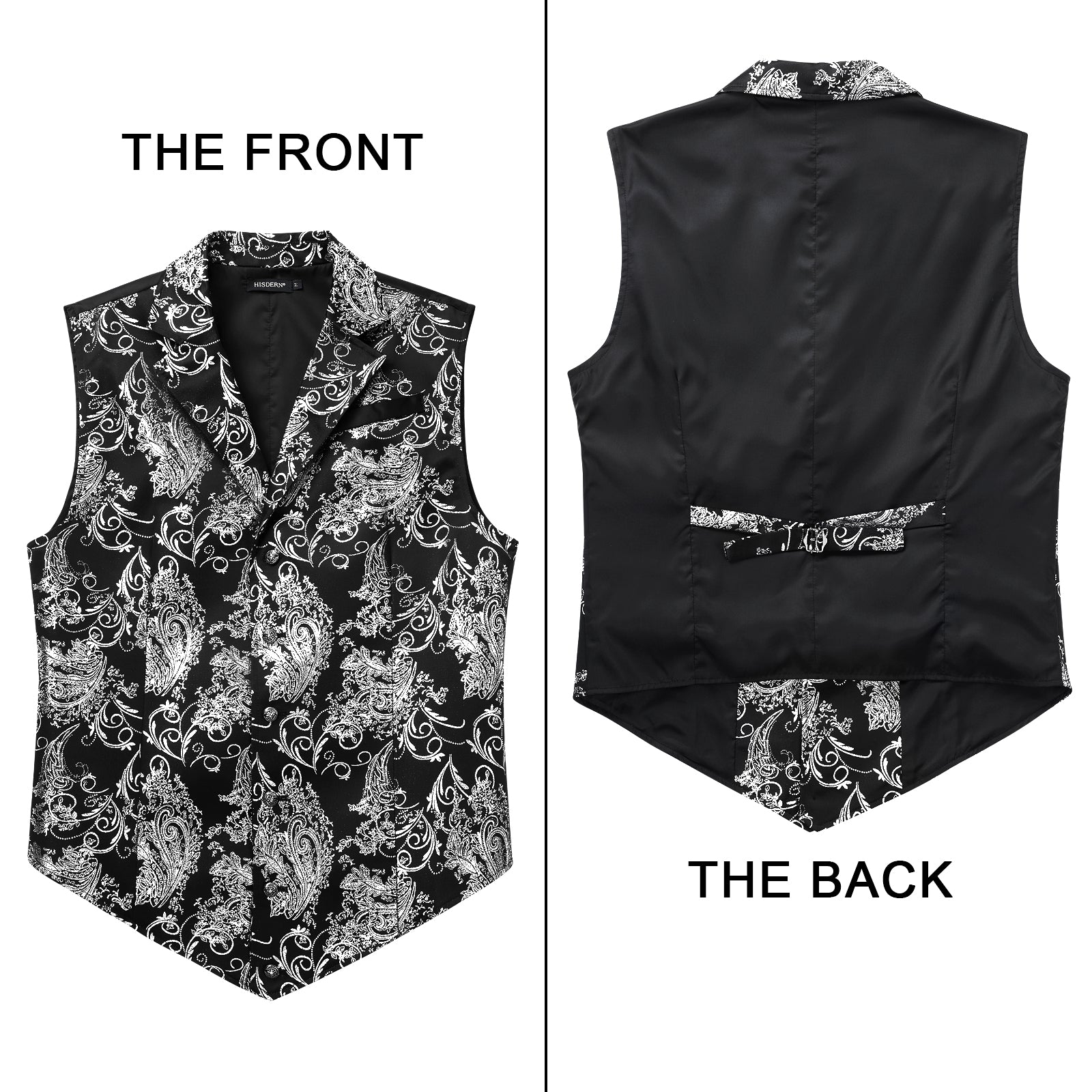 Gothic Lapel Vest for Men - BLACK/SILVER-2