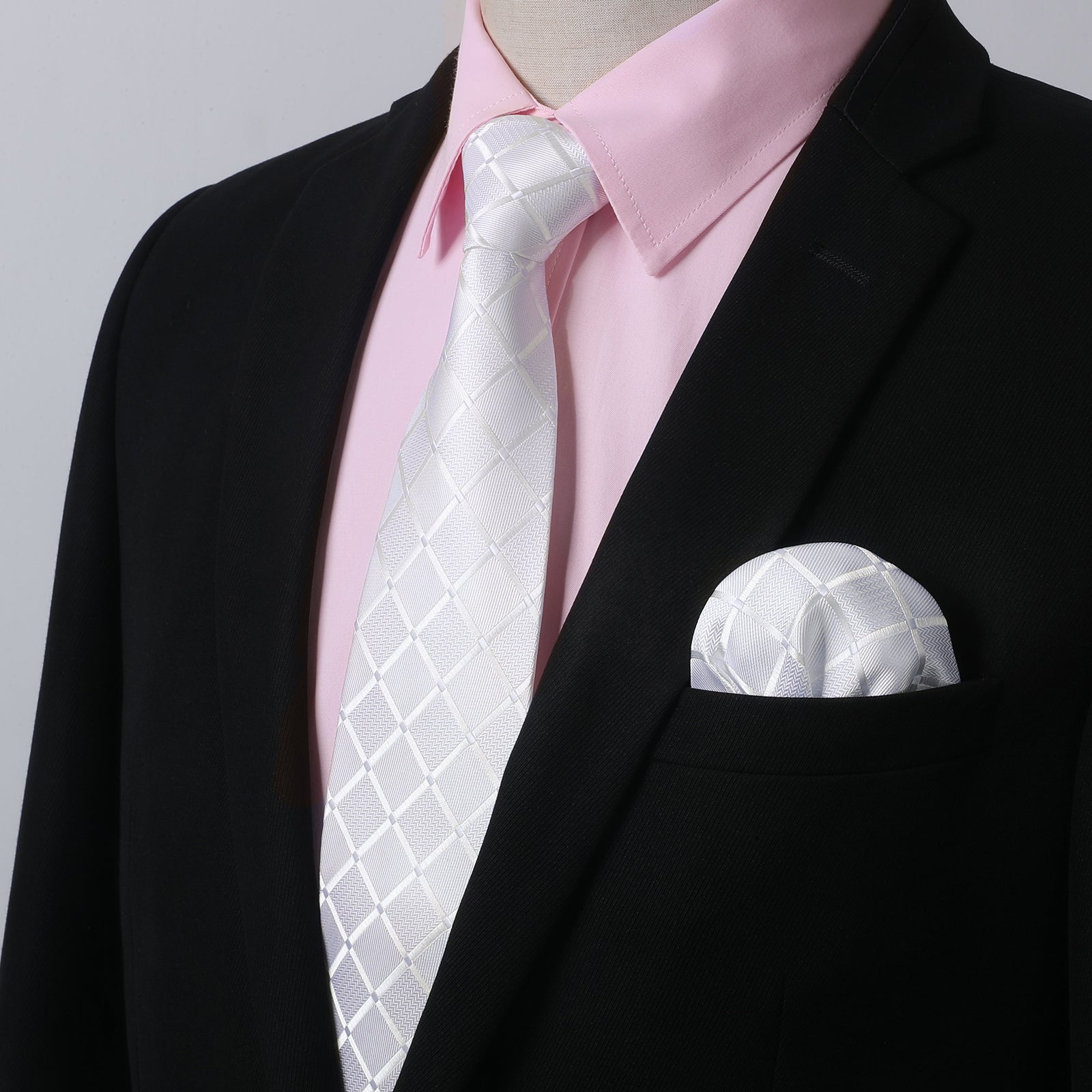 Hisdern Stain-proof Pink Shirt and Checked Tie