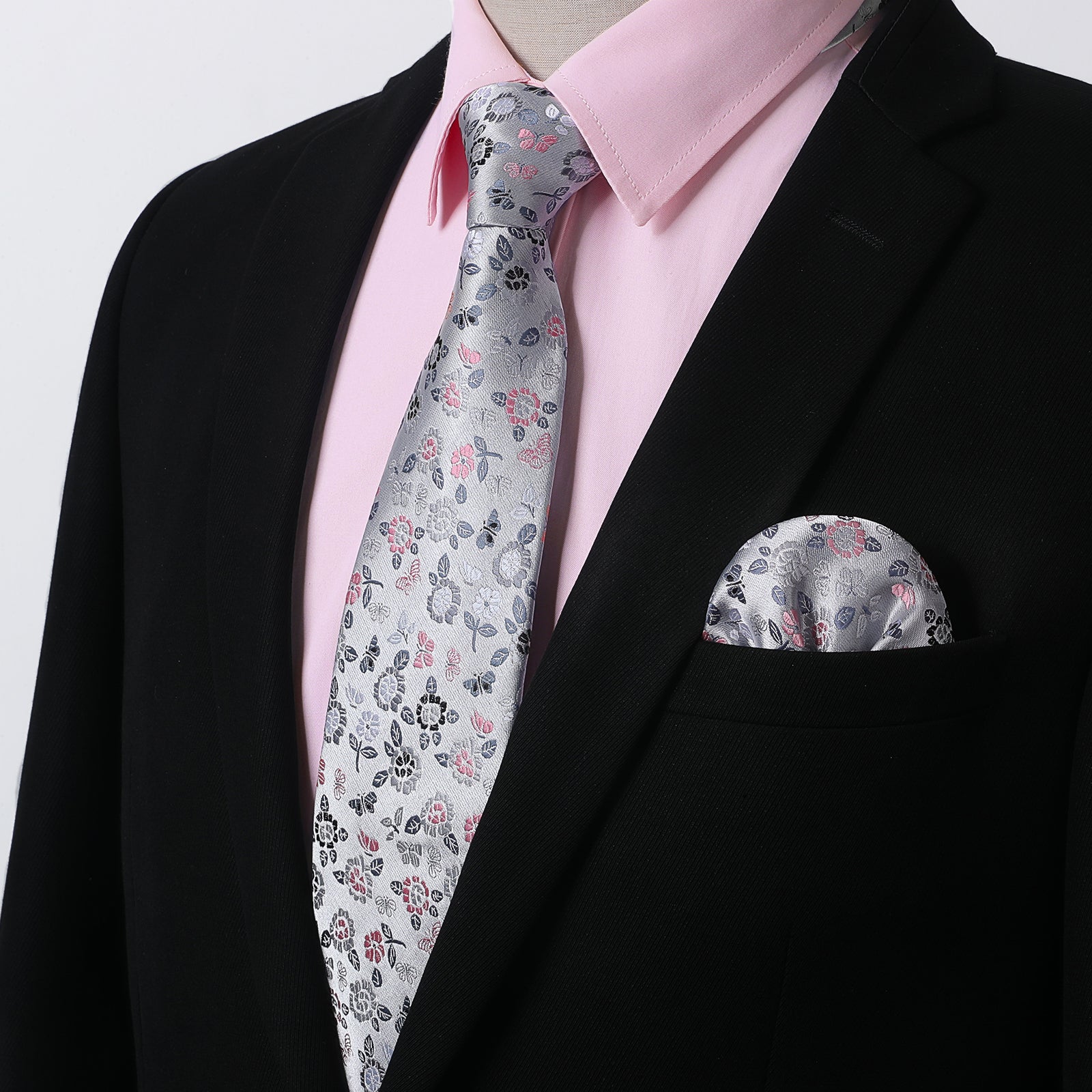 open lace back dress Hisdern Non-Iron Pink Dress Shirt and Floral Tie M