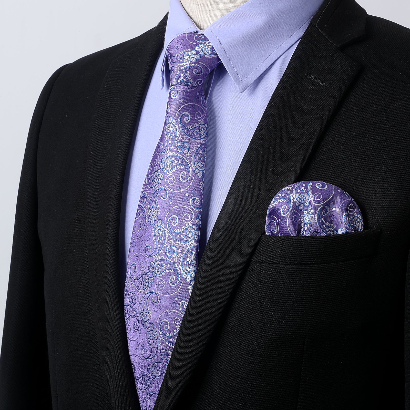 Hisdern Lavender Shirt Set - Moisture-Wicking Dress Shirt & Floral Tie S Hisdern Lavender Shirt Set - Moisture-Wicking Dress Shirt & Floral Tie S