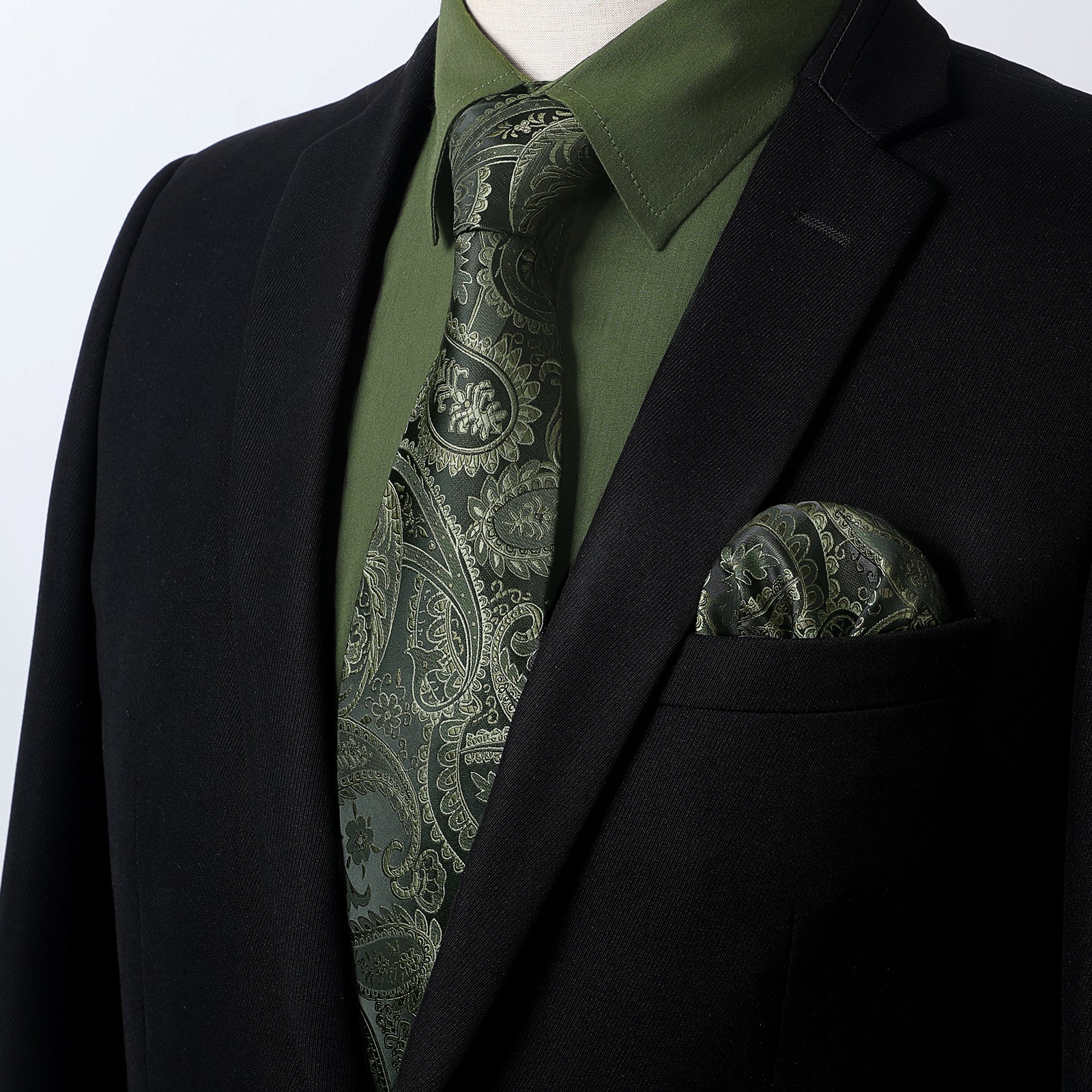 green emerald velvet dress Men’s Green Floral Embroidered Western Pearl Snap Retro Shirt main image 1