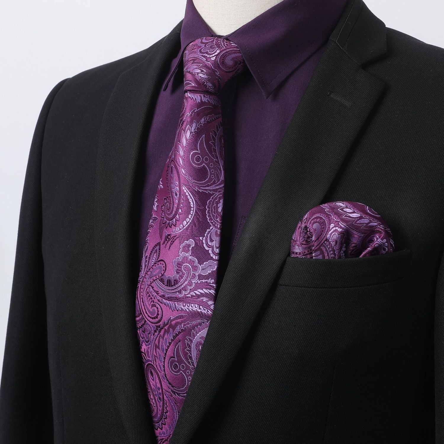 Hisdern Purple Dress Shirt & Tie