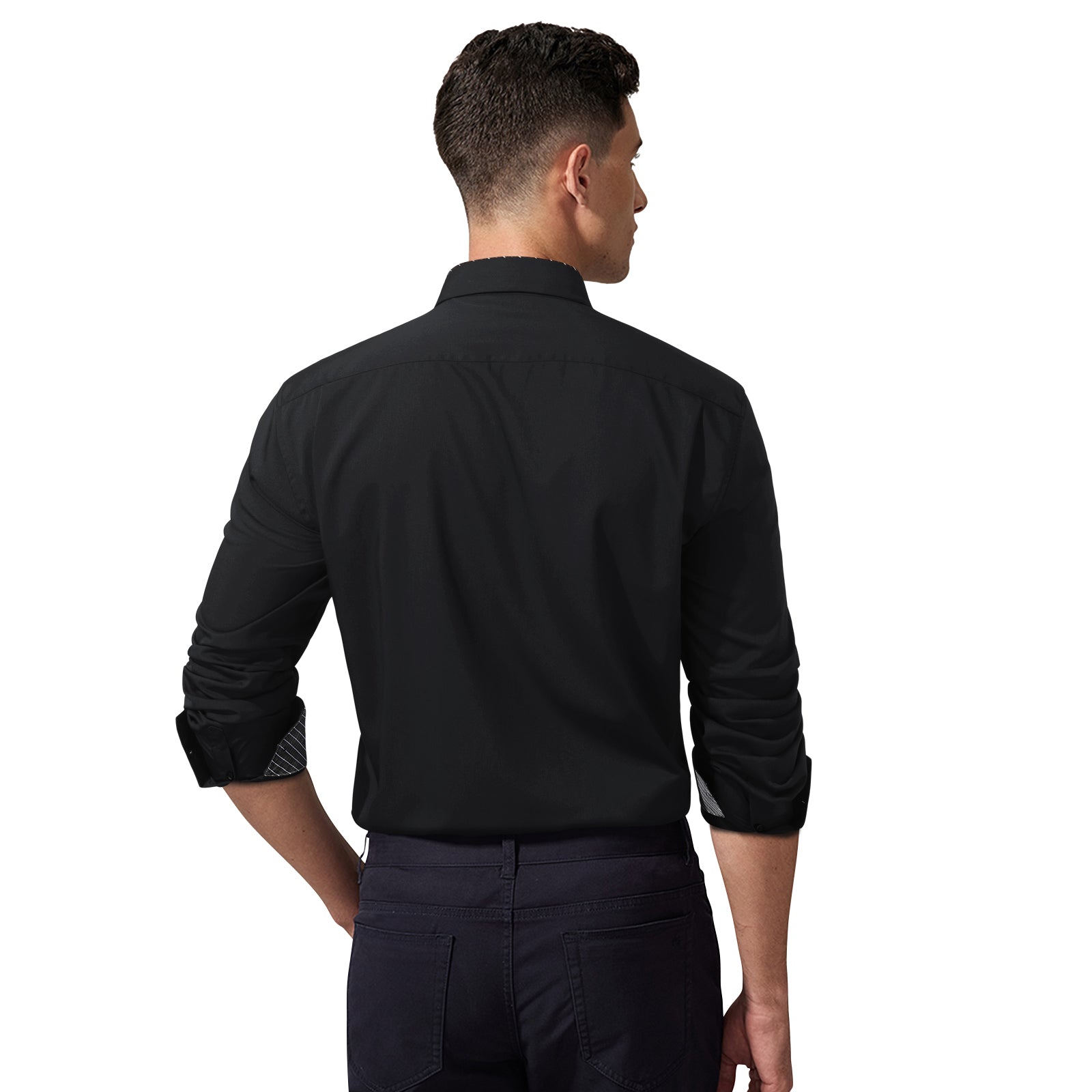 Casual Formal Shirt with Pocket - A-05 BLACK/GREY