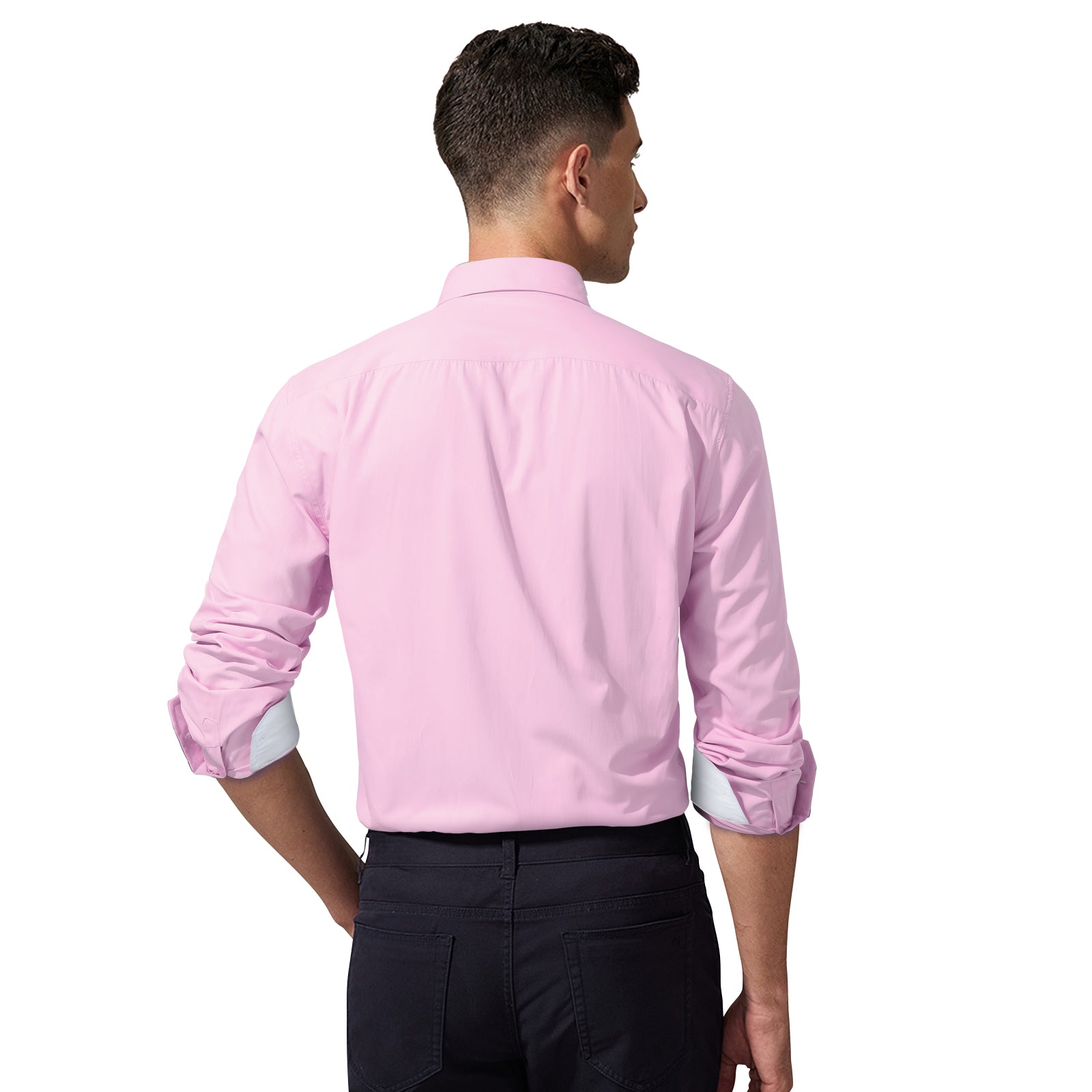 Casual Formal Shirt with Pocket - PINK/WHITE