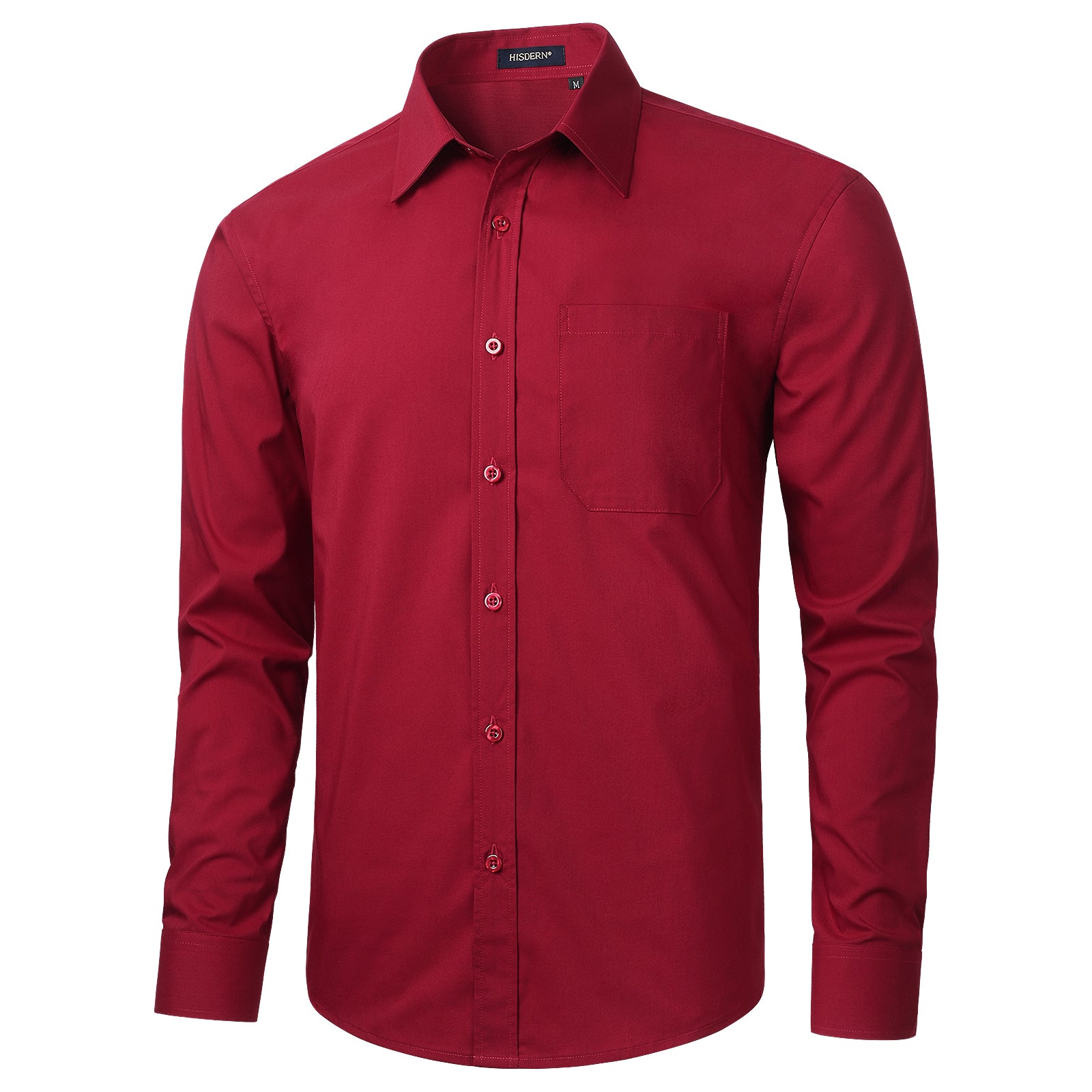 red dress shirt Hisdern Burgundy Wrinkle-Resistant for Daily 75cm/29.53 Ties2you Shirt Dress Red Black