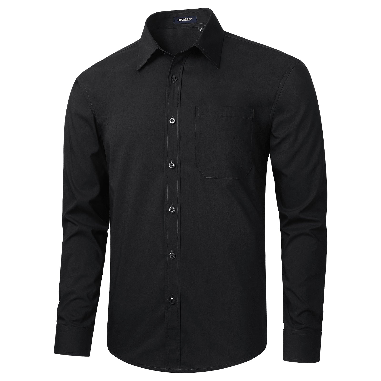 Hisdern Black Stretch Dress Shirt for Corporate Workwear