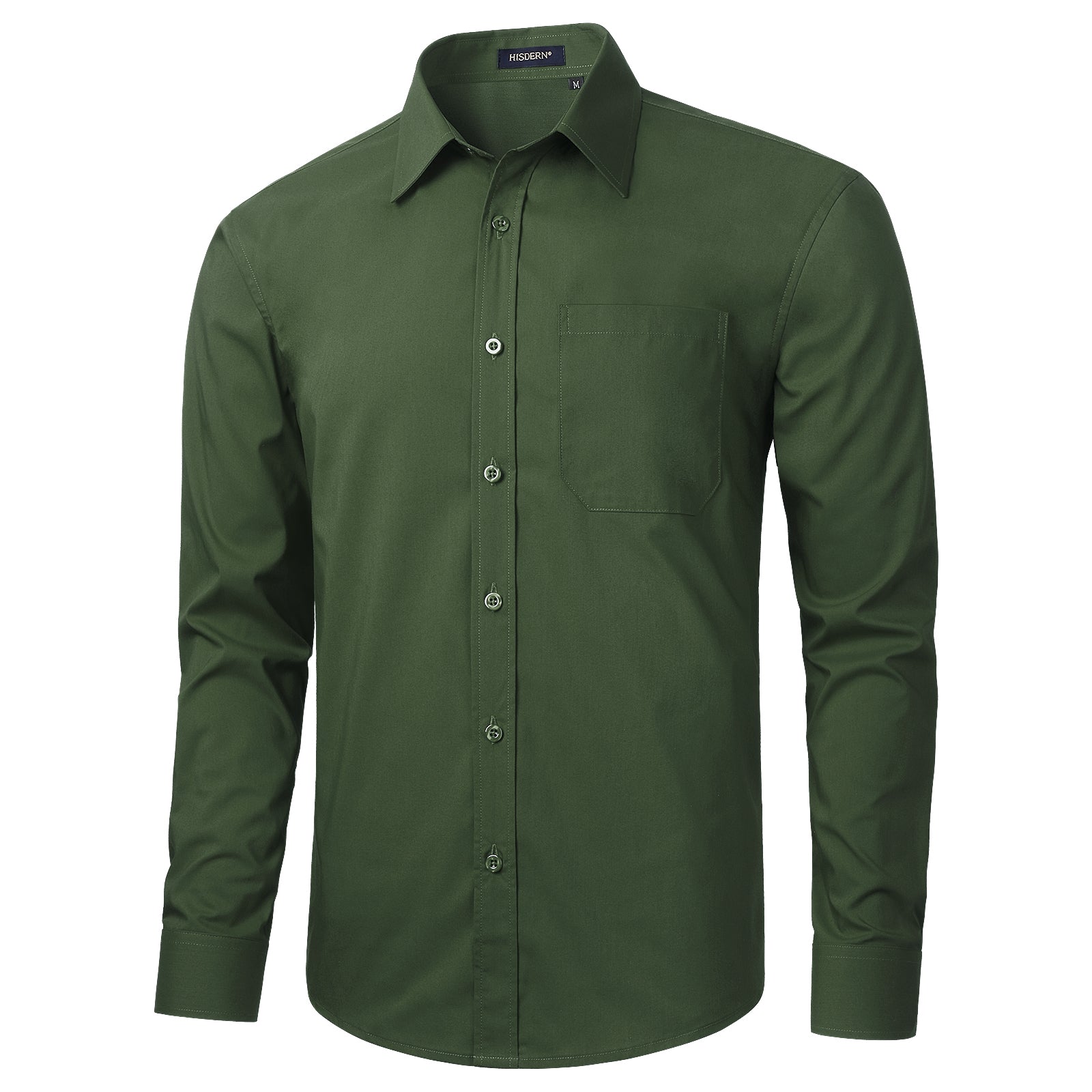 slim fit dress slacks Hisdern Army Green Cloud Stretch Dress Shirt for Corporate Workwear S