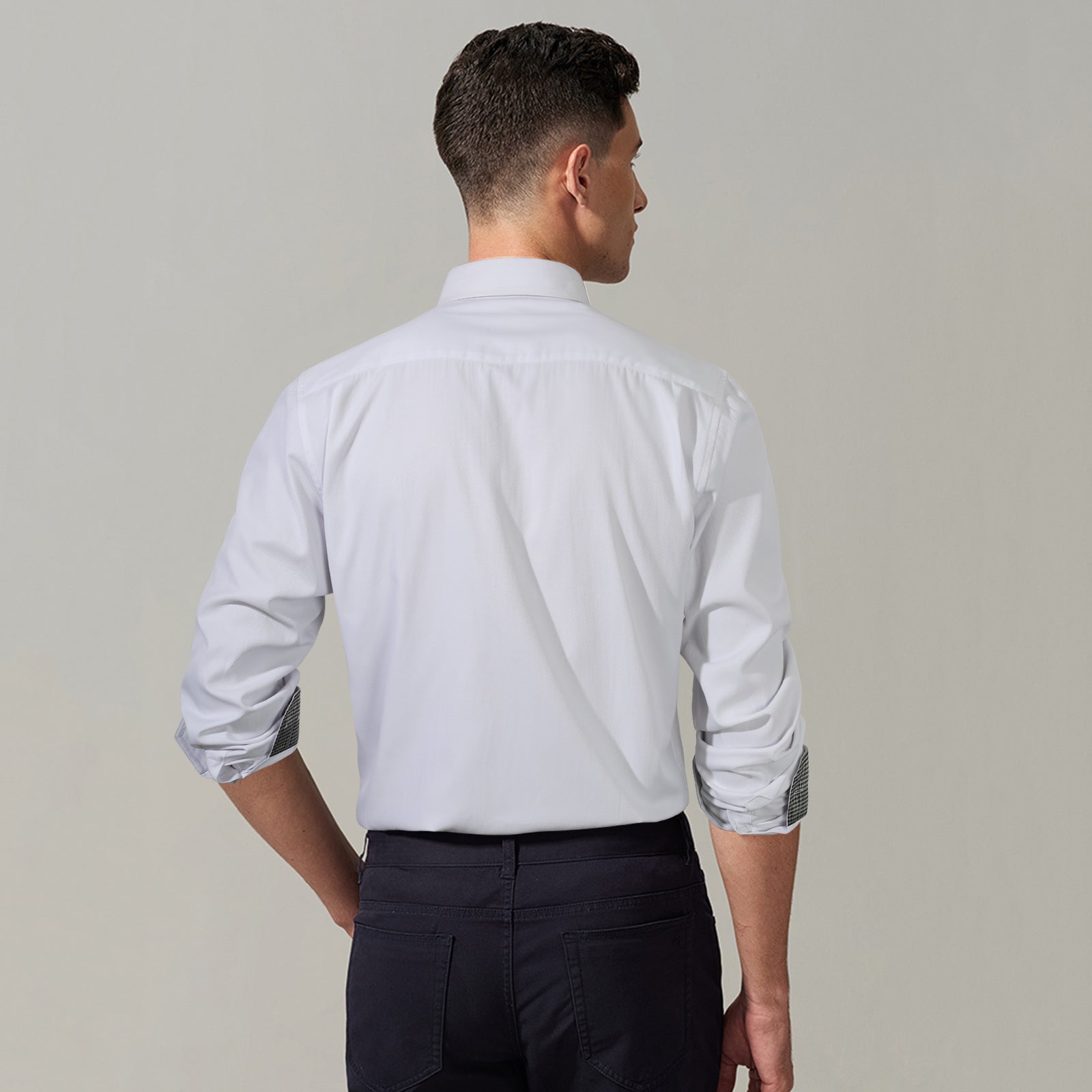 Casual Formal Shirt with Pocket - WHITE/PLAID