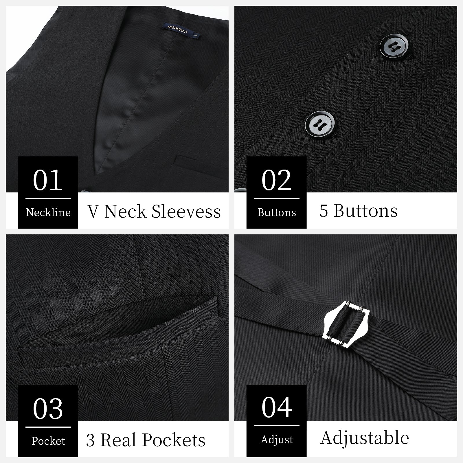 Solid Slim Vest - A1-BLACK
