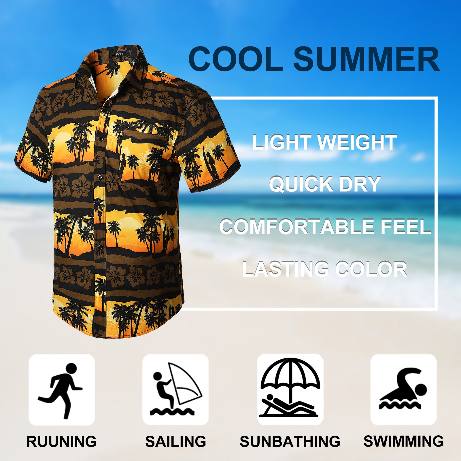 Hawaiian Tropical Shirts with Pocket - Z01- YELLOW/BROWN
