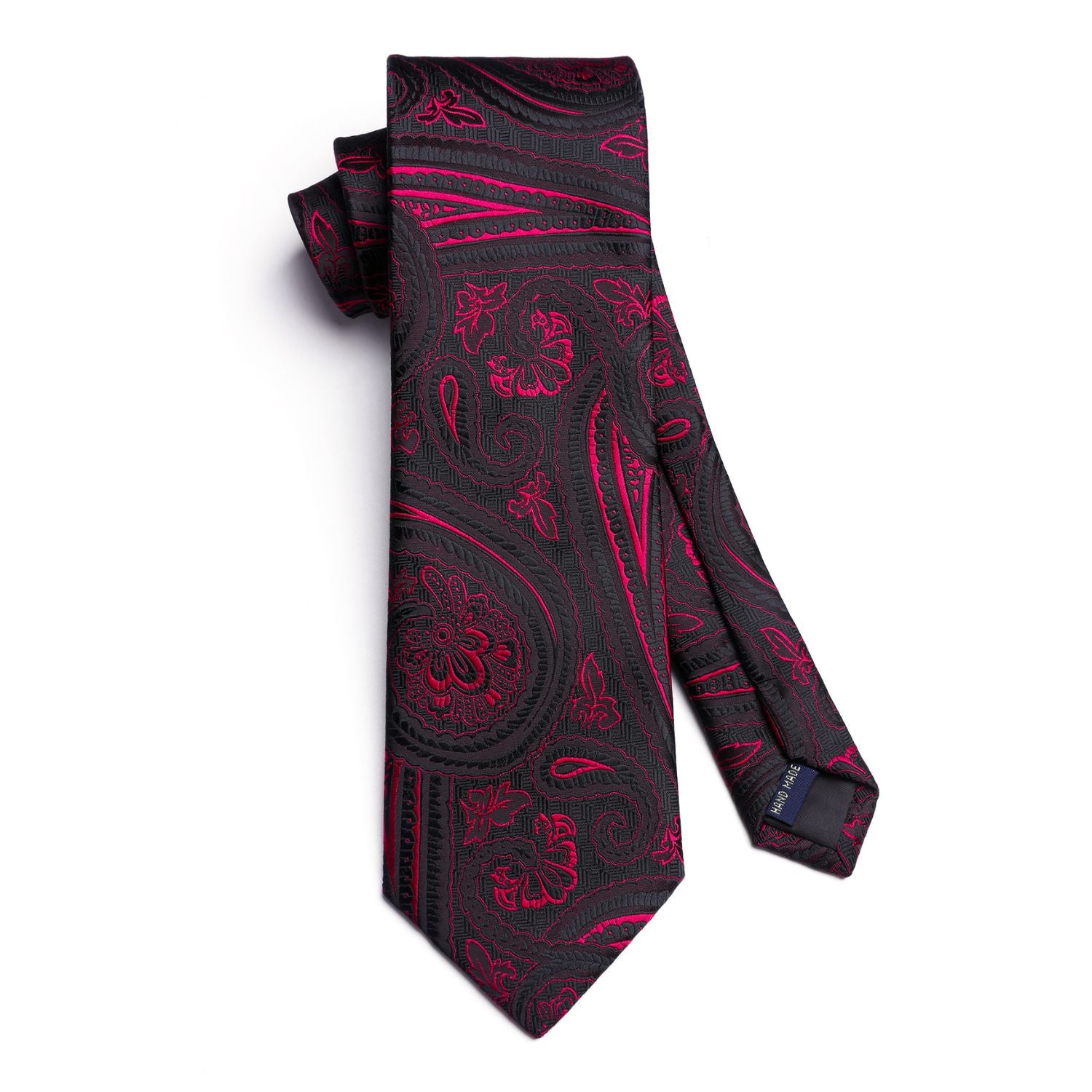Paisley Tie Handkerchief Cufflinks -  BURGUNDY-2