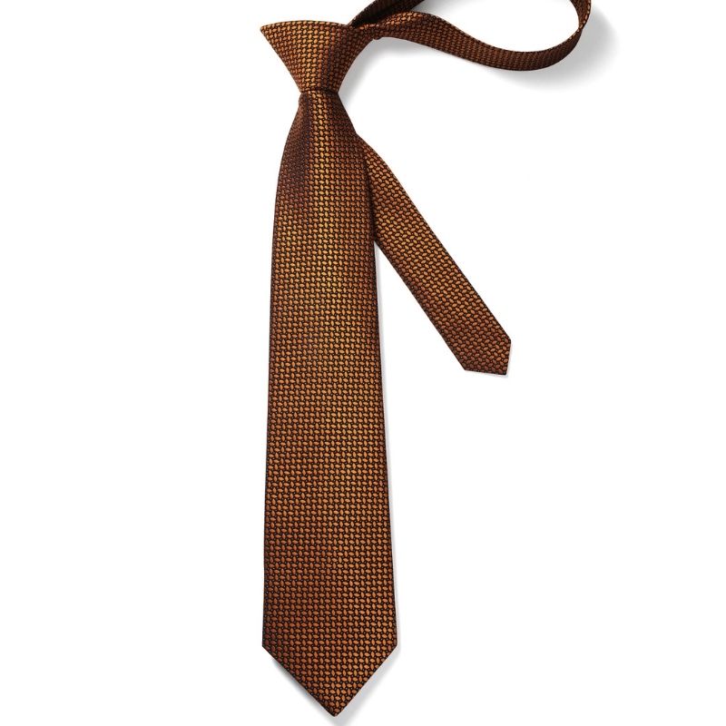 Polka Dot Tie Handkerchief Set - B1-ORANGE/BLACK