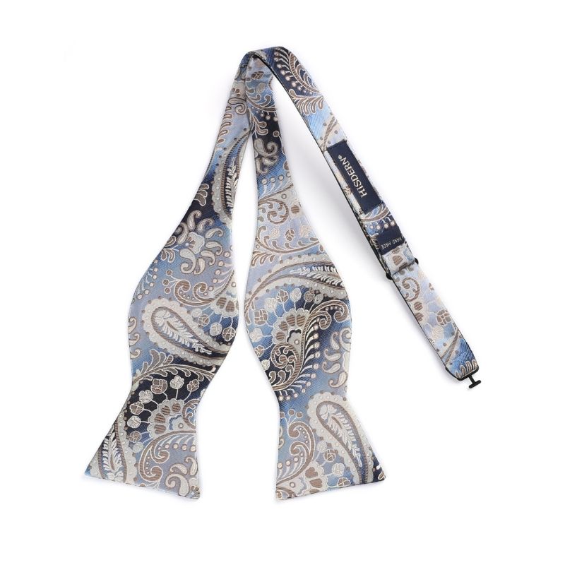 Paisley Floral Bow Tie & Pocket Square - BLUE-1