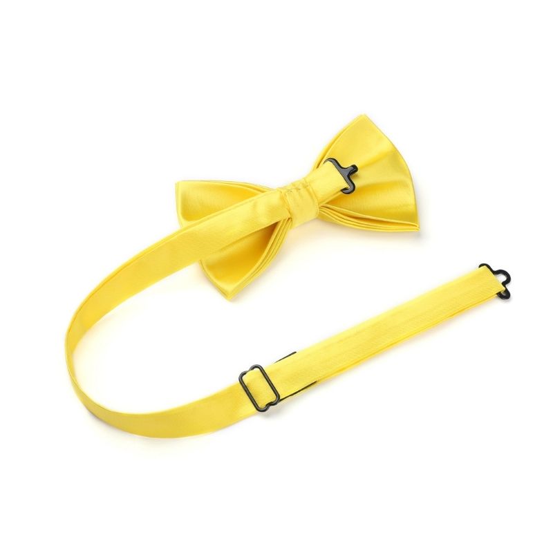 Solid Pre-Tied Bow Tie & Pocket Square - Y-LEMON YELLOW