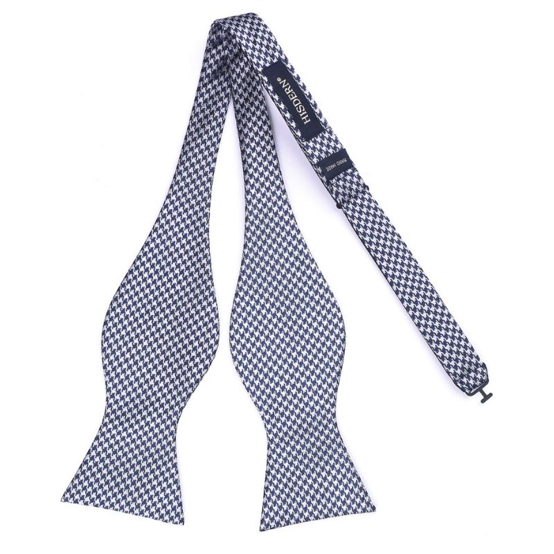 Plaid Bow Tie & Pocket Square - D-NAVY BLUE/GRAY