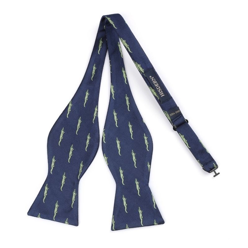 Fun Animal Bow Tie & Pocket Square - CROCODILE/NAVY
