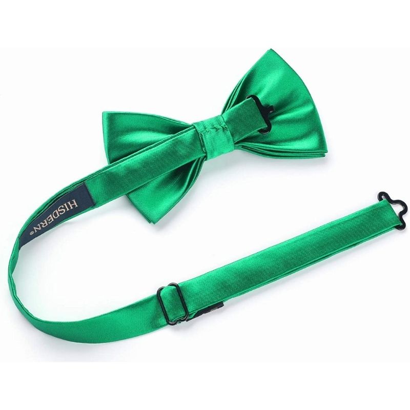 Solid Pre-Tied Bow Tie & Pocket Square - G-BRIGHT GREEN