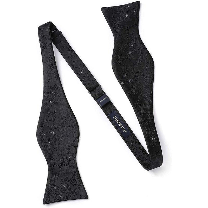 Floral Paisley Suspender Bow Tie Handkerchief 1 Black