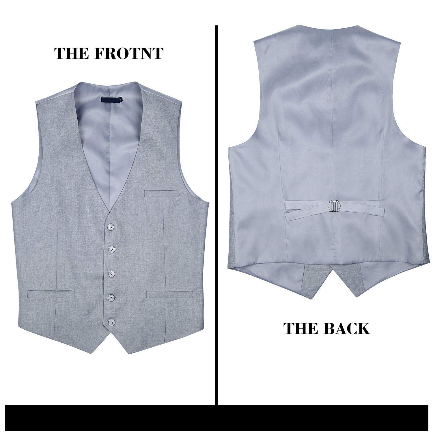 Formal Vest Tie Handkerchief Set Light Grey