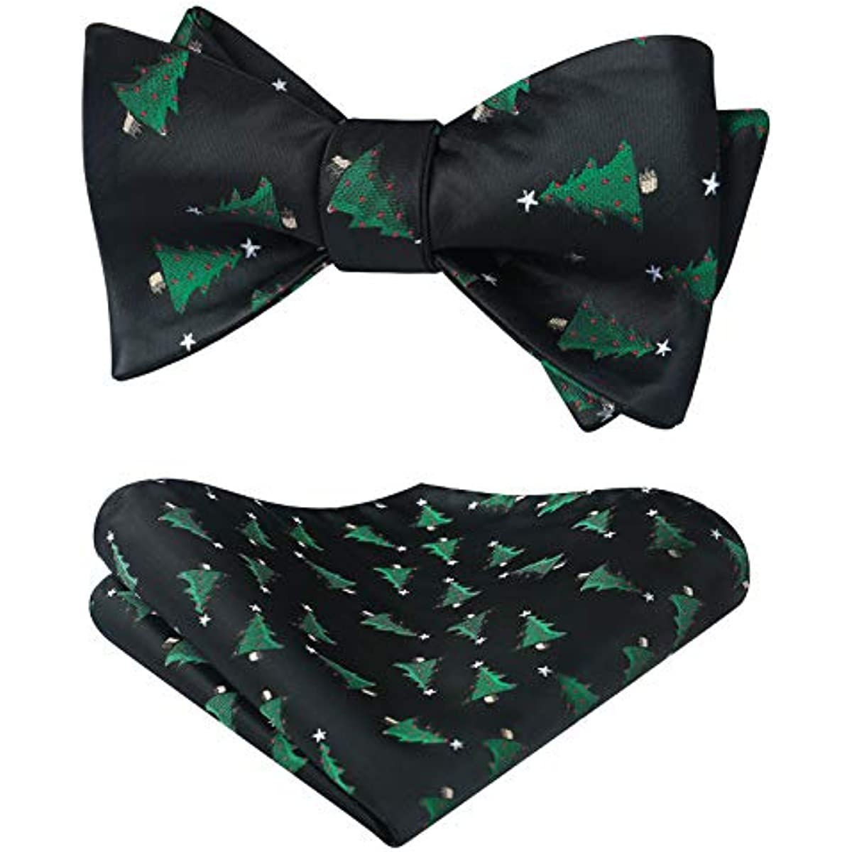 Christmas Bow Tie & Pocket Square - 05-BLACK/GREEN