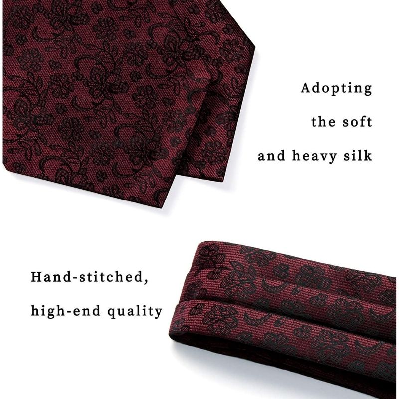 Floral Paisley Ascot Cravat Scarf A Maroon