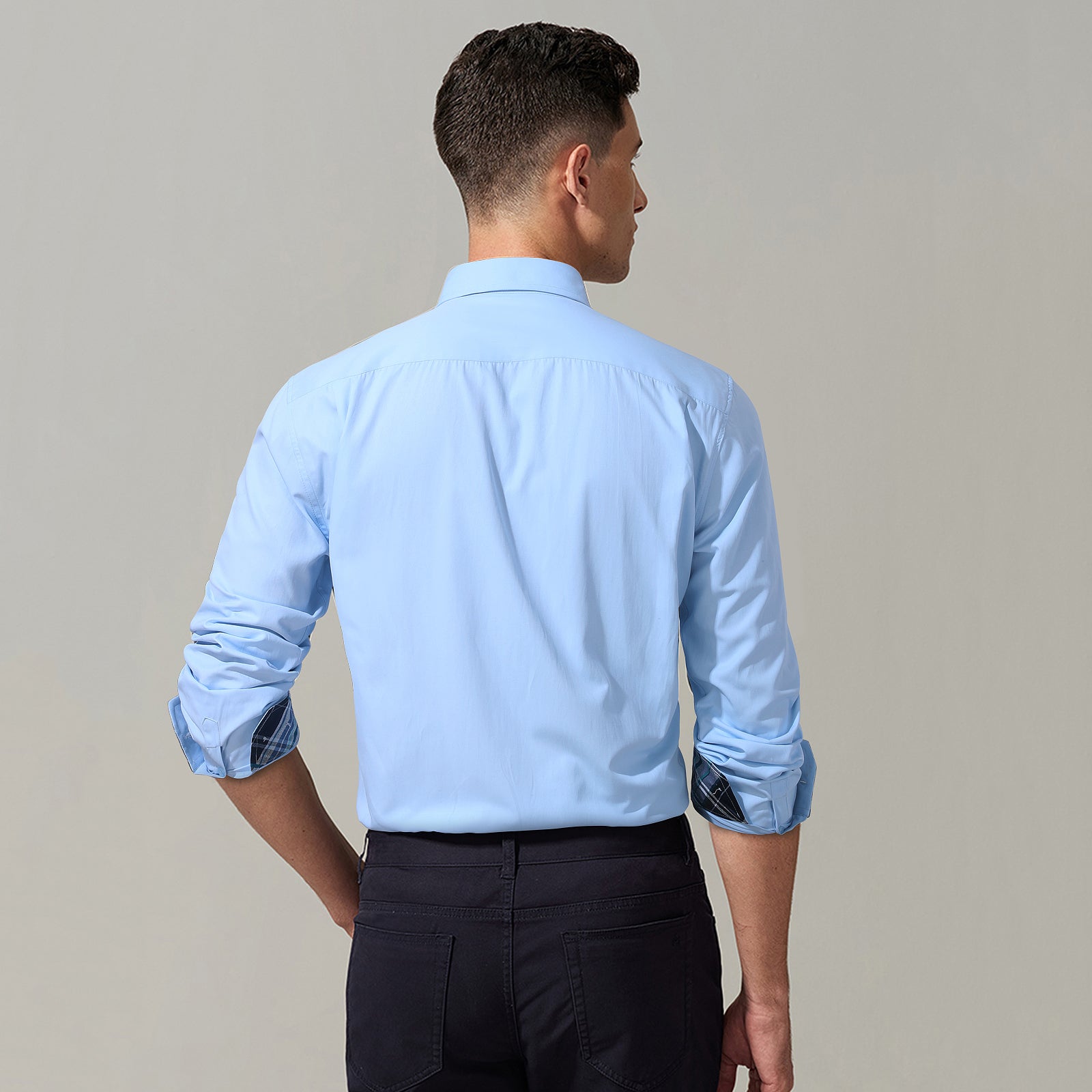Casual Formal Shirt with Pocket - 10-BLUE