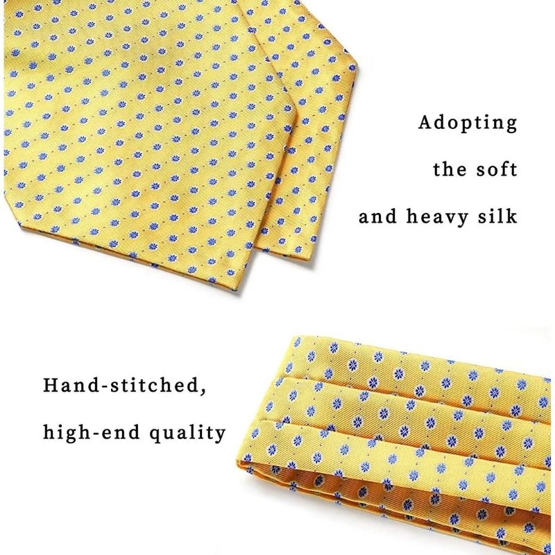 Paisley Ascot Cravat Scarf B Yellow Polka Dot 02