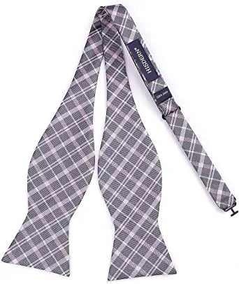 Plaid Suspender Bow Tie Handkerchief Pink Gray