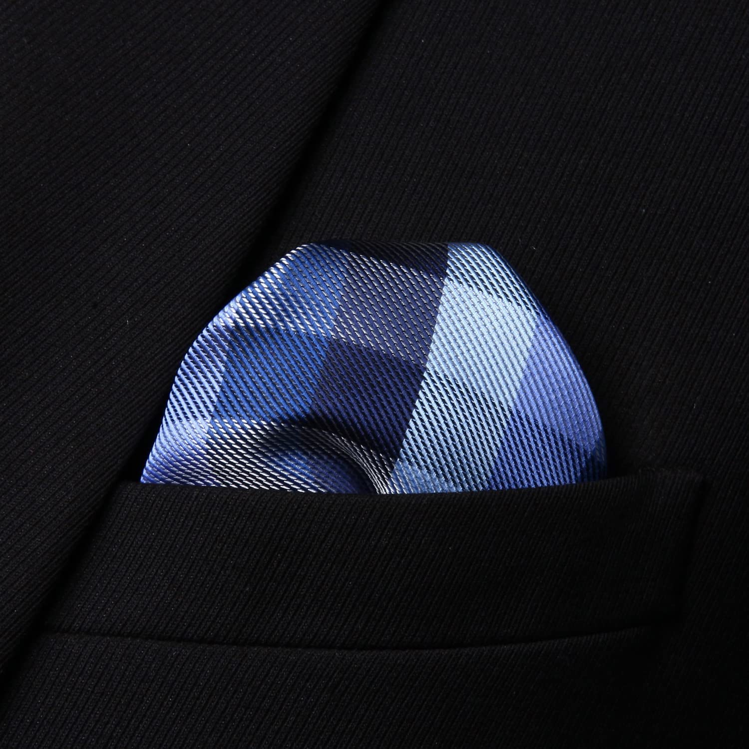 Plaid Suspender Bow Tie Handkerchief 02 Steel Blue Gray