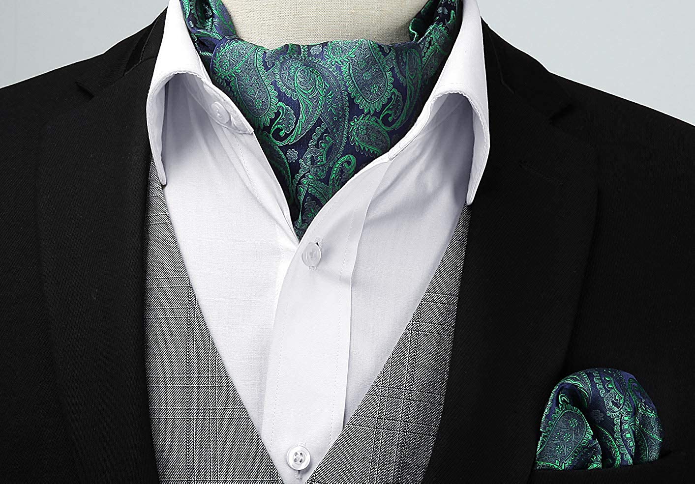 Floral Paisley Ascot Cravat Scarf Green 4